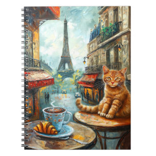 Ein Morgen in Paris Ginger Cat im Café Notizblock
