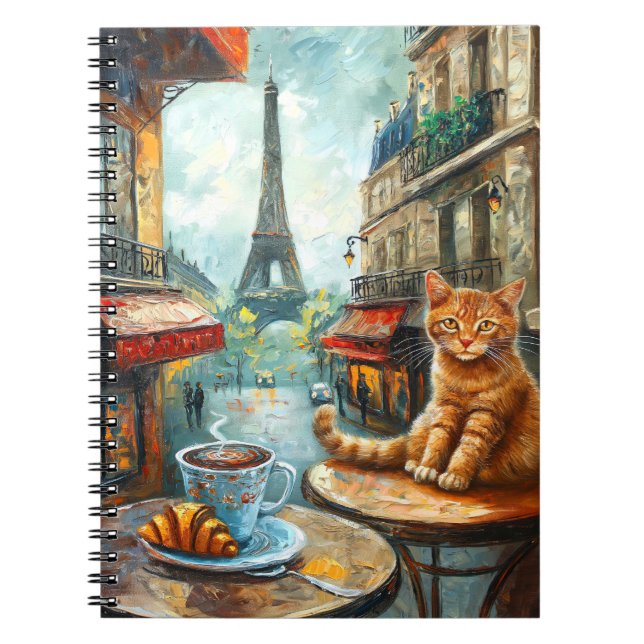 Ein Morgen in Paris | Ginger Cat im Café Notizblock (Vorderseite)