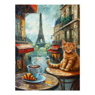 Ein Morgen in Paris Ginger Cat im Café Poster
