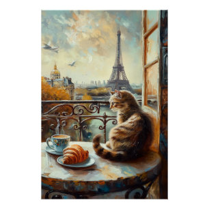 Ein Morgen in Paris   Ginger Cat im Café Poster
