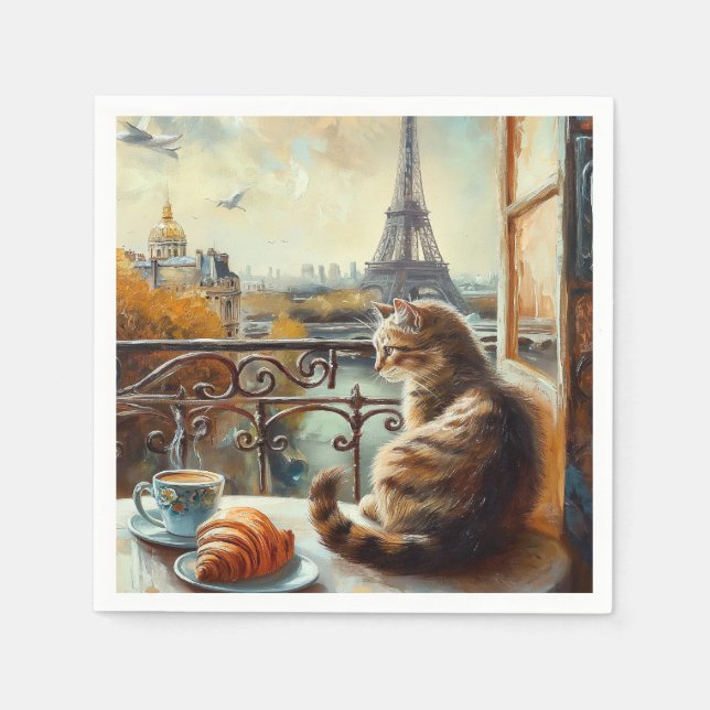Ein Morgen in Paris | Ginger Cat im Café Serviette (Vorderseite)