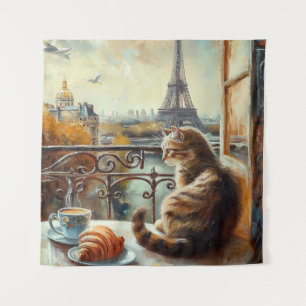 Ein Morgen in Paris Ginger Cat im Café Wandteppich