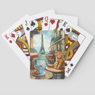 Ein Morgen in Paris Rote Katze in einem Café Spielkarten