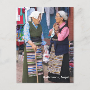 Ein morgendlicher Chat in Boudha Stupa Postkarte