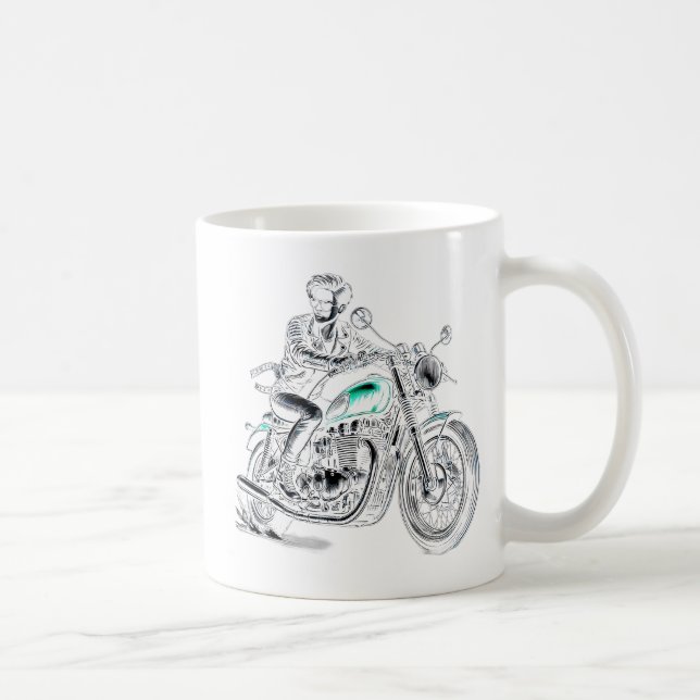 Ein Motorrad mit Retro-Look. Kaffeetasse (Rechts)