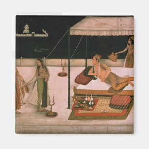 Ein Mughal Prinz, der eine Dame nachts empfängt Magnet