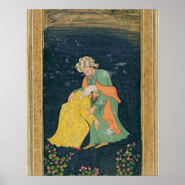 Ein Mullah beugt sich einem Mann im iranischen Kle Poster (Vorne)