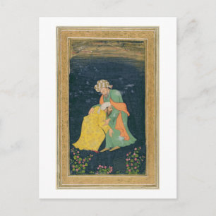 Ein Mullah beugt sich einem Mann im iranischen Kle Postkarte