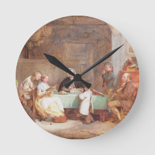 Ein musikalischer Abend (Öl auf Leinwand) 2 Runde Wanduhr
