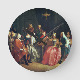 Ein musikalischer Abend (Öl auf Leinwand) Runde Wanduhr