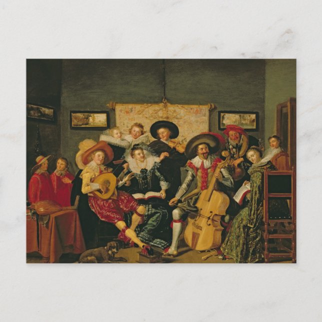 Ein musikalisches Party, c.1625 Einladungspostkarte (Vorderseite)