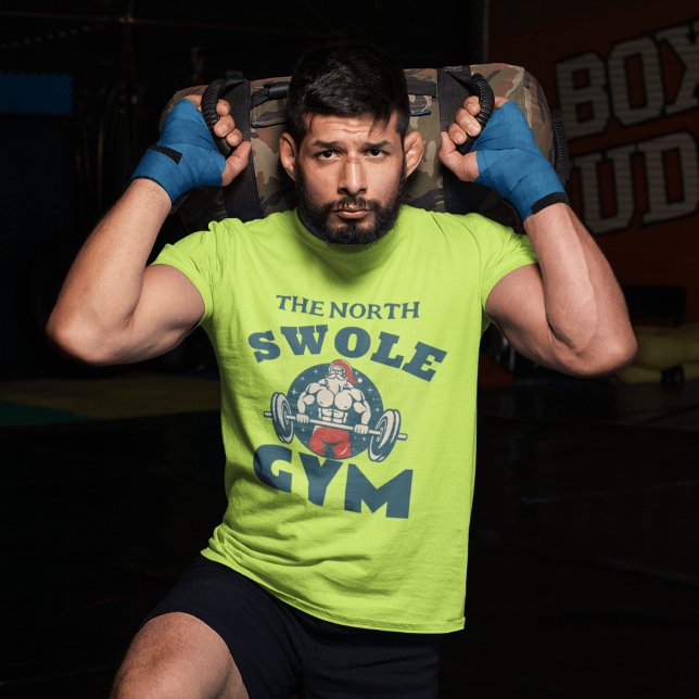 Ein muskulöser Weihnachtsmann Living a Gym Barbell T-Shirt (Von Creator hochgeladen)