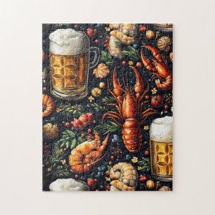 Ein Muster für Bier- und Meeresfrüchtefreunde. Puzzle