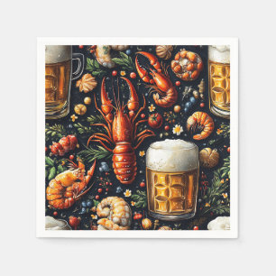 Ein Muster für Bier- und Meeresfrüchtefreunde. Serviette
