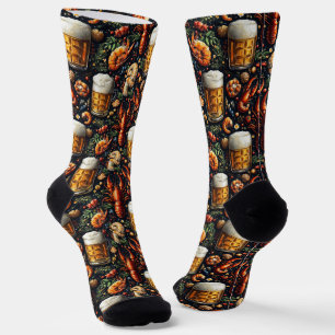 Ein Muster für Bier- und Meeresfrüchtefreunde. Socken
