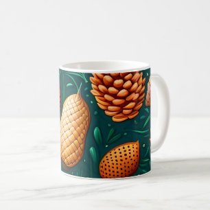 Ein Muster von Pinecones und Acorns Kaffeetasse