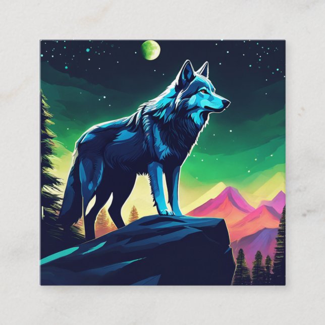 Ein mutiger Wolf Quadratische Visitenkarte (Vorderseite)