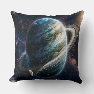 Ein mysteriöser Planet mit Ringen Kissen