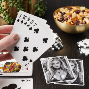 Ein mysteriöses Mädchen mit Augen aus Stahl und Sc Spielkarten