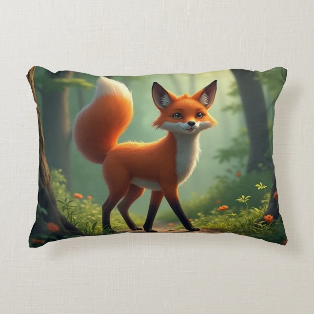 Ein mystischer Fuchs, der durch den Wald wandert Dekokissen (Vorderseite)