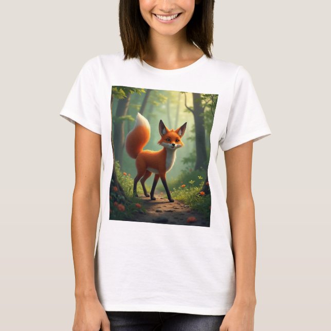 Ein mystischer Fuchs, der durch den Wald wandert T-Shirt (Vorderseite)