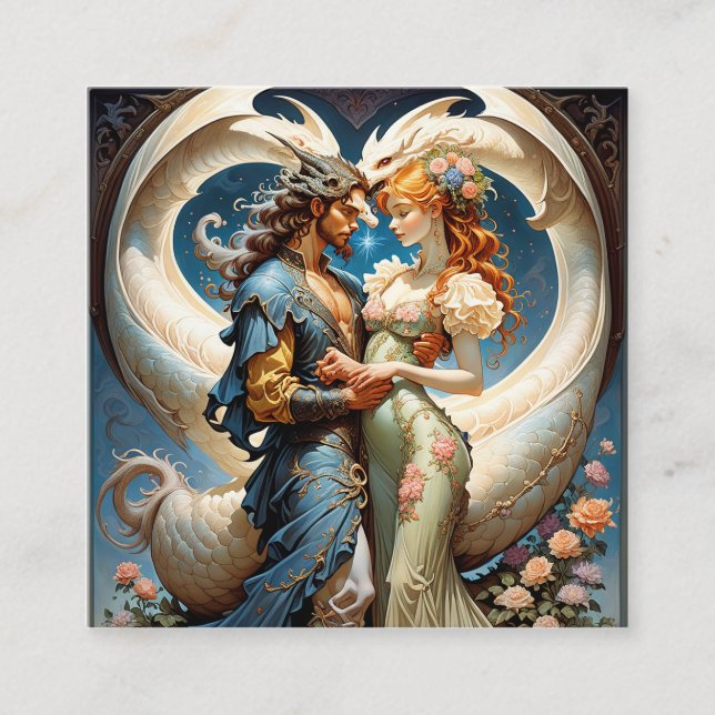 Ein mythischer Halbdrache und seine Perle des Kern Quadratische Visitenkarte (Vorderseite)