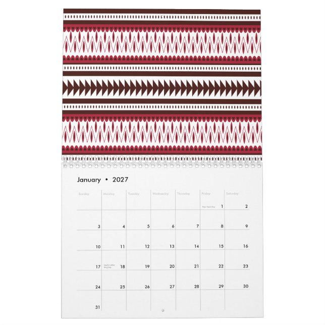 Ein nah-up-Bild eines farbigen Bildschirms mit ein Kalender (Jan 2027)