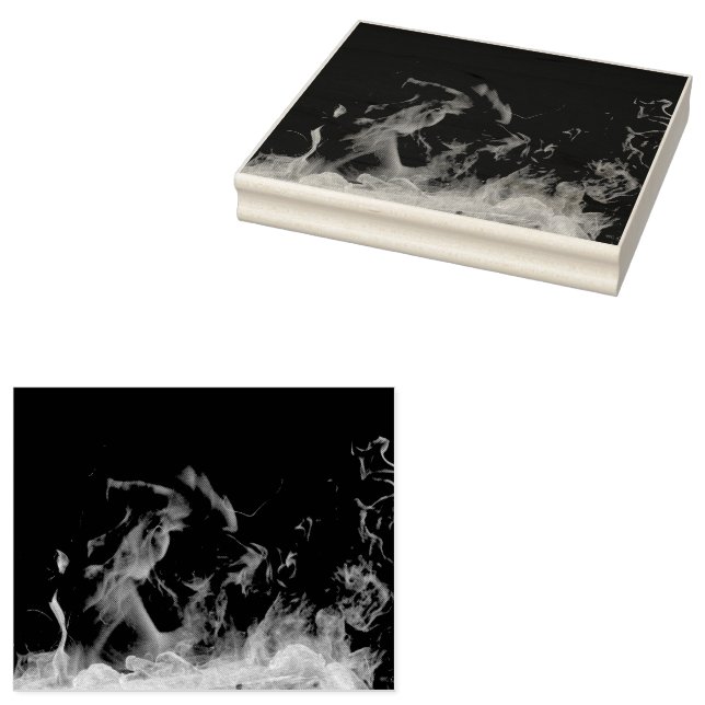 ein nahes Feuer auf schwarzem Hintergrund Gummistempel (Stempel)