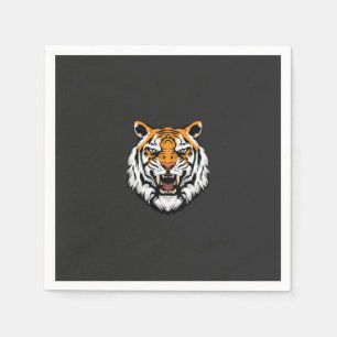 ein nahes, schwarzes Tigergesicht Serviette