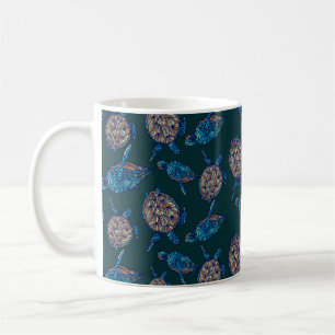 Ein nahtloses Muster auf dunklem Hintergrund. keuc Kaffeetasse