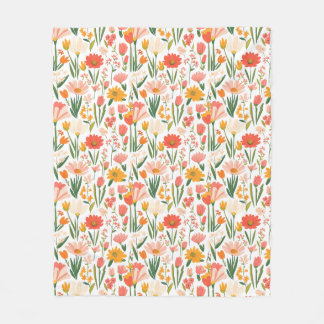 Ein nahtloses Muster aus Frühlingsblumen Fleecedecke