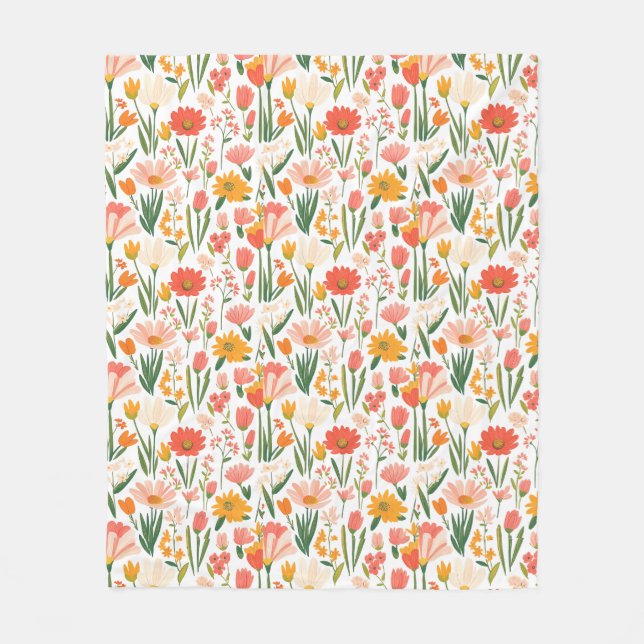 Ein nahtloses Muster aus Frühlingsblumen Fleecedecke (Vorderseite)
