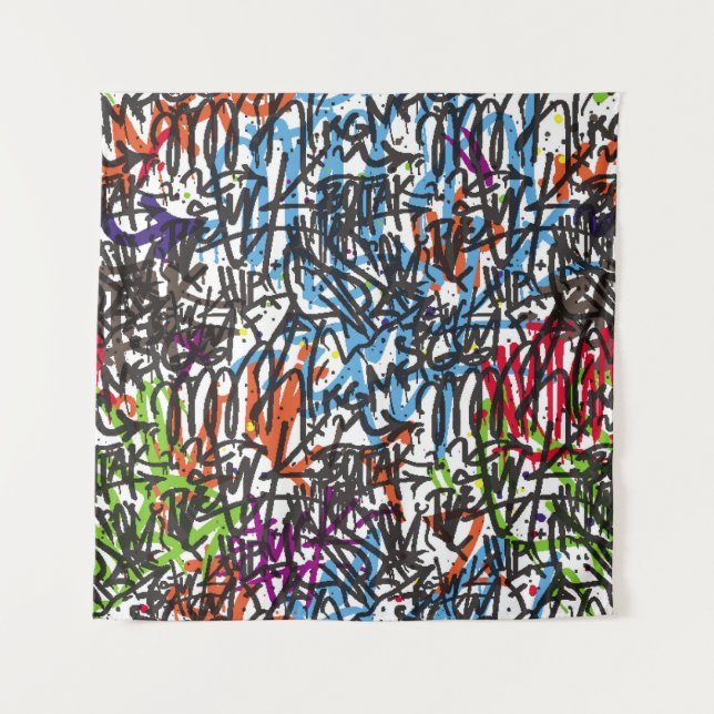 ein nahtloses Muster. Graffiti background.art,pat Wandteppich (Vorderseite)