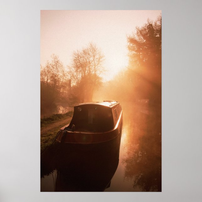 Ein Narrowboat auf dem Oxford Canal Poster. Poster (Vorne)