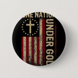 Ein Nation unter Gott Flagge 4. Juli Patriotisch C Button