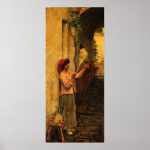 Ein neapolitanischer Flachsspinner von Waterhouse Poster