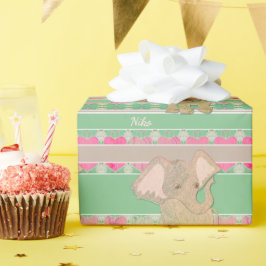 Ein neuer Baby Boy! Elefant & Green Geschenkpapier