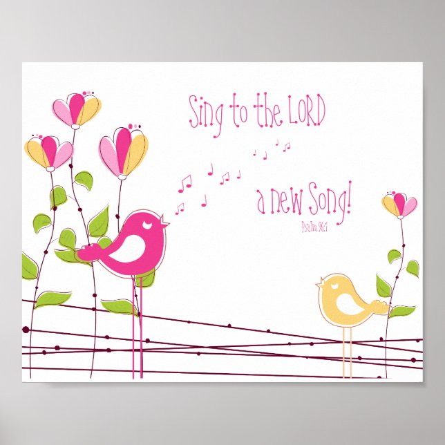 Ein neuer Song Psalm 96:1 Kinderzimmer Wall Art Poster (Vorne)