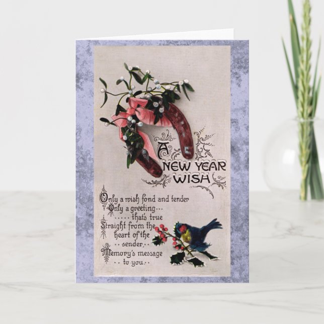 Ein neues Jahr wünscht Feiertagskarte (Vorderseite)