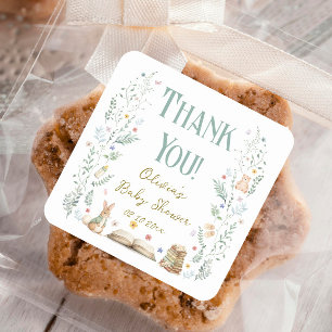 Ein neues Kapitel Baby Shower Dankeschön Geschenk Quadratischer Aufkleber
