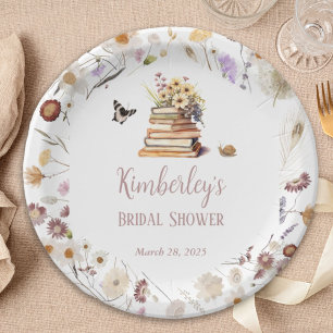 Ein neues Kapitel Baby Shower Storybook Wildblume Pappteller