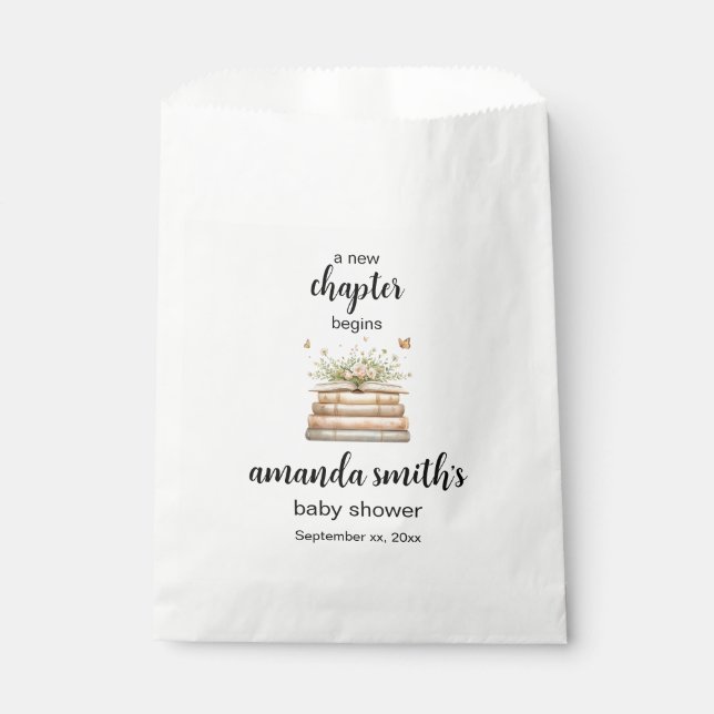 Ein neues Kapitel beginnt Baby Shower Einladung Geschenktütchen (Vorderseite)