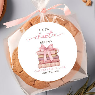 Ein neues Kapitel beginnt Bücher Baby Shower Aufkl Runder Aufkleber