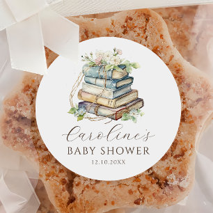 Ein neues Kapitel beginnt Bücher Baby Shower Aufkl Runder Aufkleber