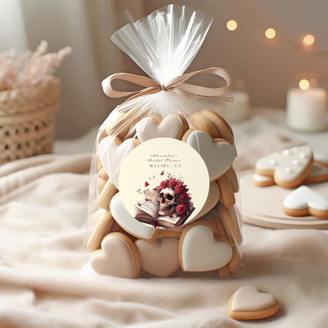 Ein neues Kapitel beginnt das gotische Brautparty Runder Aufkleber (Von Creator hochgeladen)