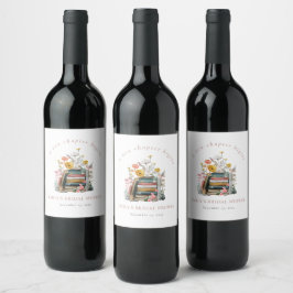 Ein neues Kapitel beginnt Florale Bücher Brautdusc Weinetikett