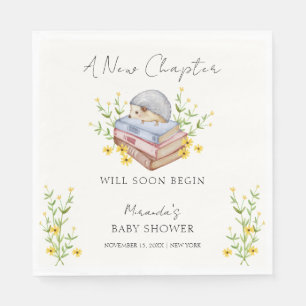 Ein neues Kapitel beginnt Florale Igel-Baby-Party  Serviette