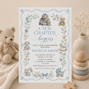 Ein neues Kapitel beginnt Florales Buch Baby Showe Einladung