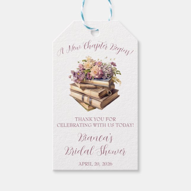 Ein neues Kapitel beginnt! Frühlingsfloral-Brautpa Geschenkanhänger (Vorderseite)