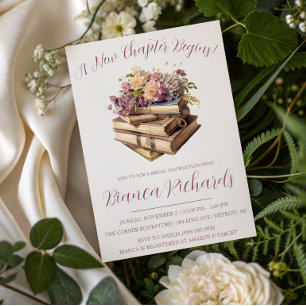 Ein neues Kapitel beginnt! Frühlingsflorales Braut Einladung